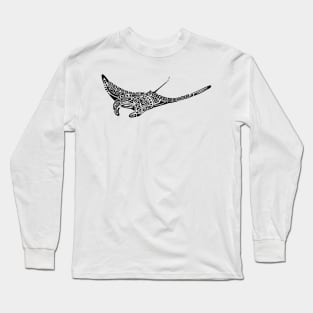 Tattoo style black manta ray Long Sleeve T-Shirt